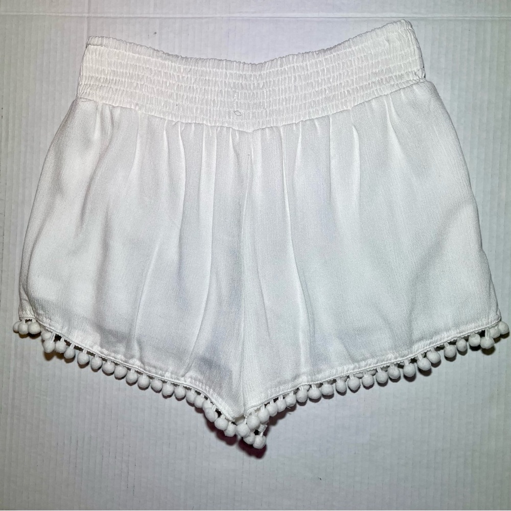High Waist White and Blue Athletic Shorts - Picture 2 of 9
